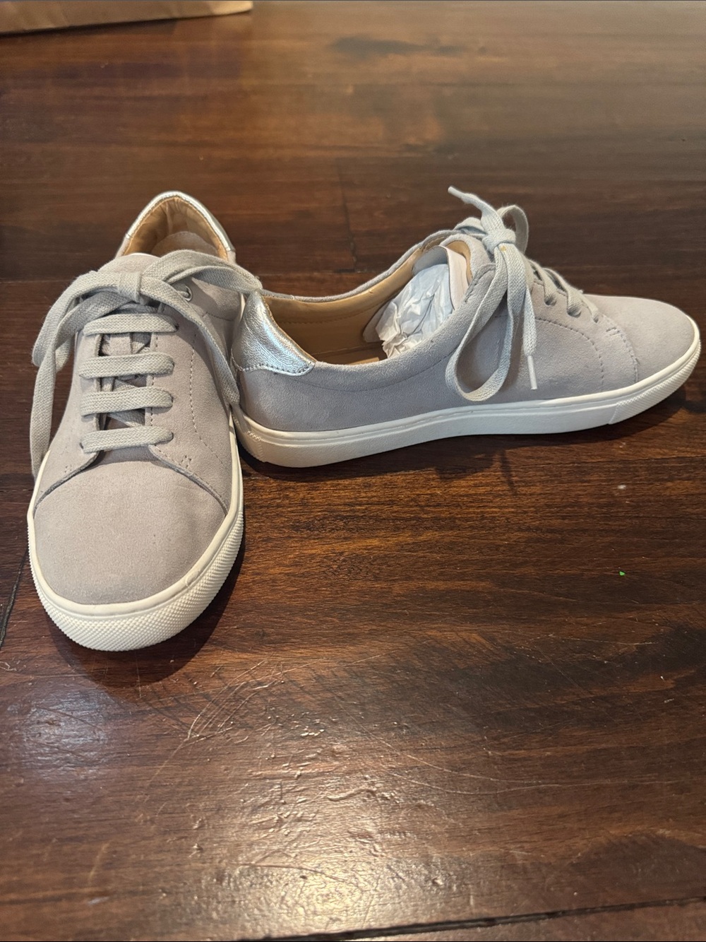 Banana Republic Pale Gray Suede Lace-Up Sneakers